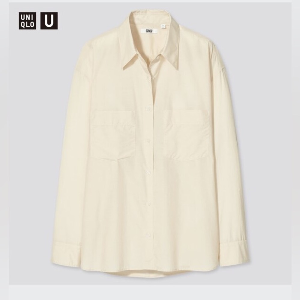 UNIQLO U Cream Button-Up Shirt oversized cream color